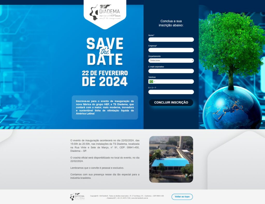 landinga page cadastro inauguracao